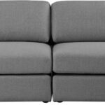 Beckham 76" Linen Textured Fabric Upholstered 2pc. Armless Modular Loveseat