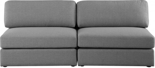 Beckham 76" Linen Textured Fabric Upholstered 2pc. Armless Modular Loveseat