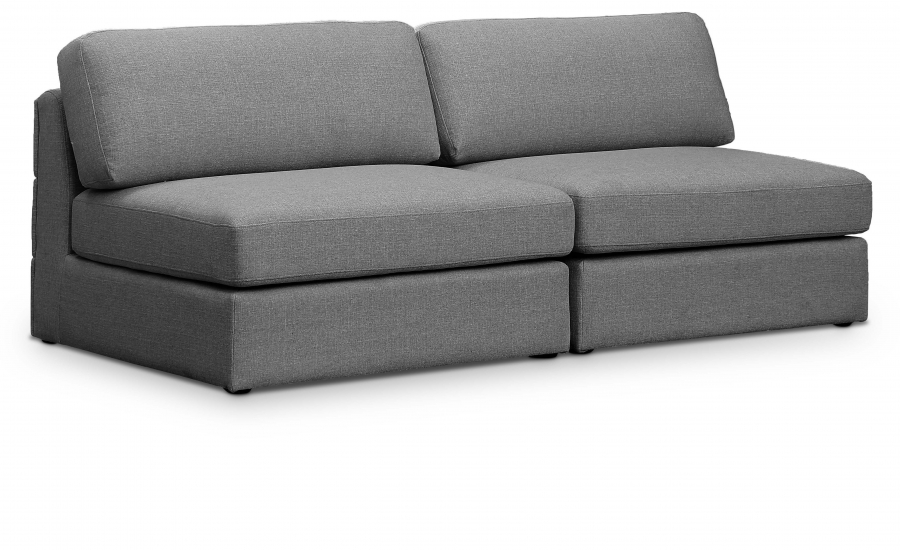 Beckham 76" Linen Textured Fabric Upholstered 2pc. Armless Modular Loveseat