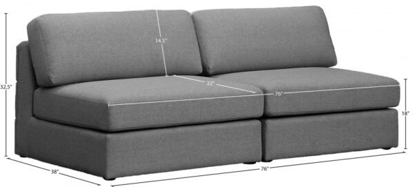 Beckham 76" Linen Textured Fabric Upholstered 2pc. Armless Modular Loveseat