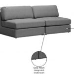 Beckham 76" Linen Textured Fabric Upholstered 2pc. Armless Modular Loveseat