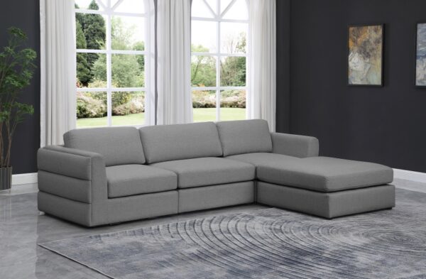 Beckham 114" Linen Textured Fabric Upholstered 4pc. Modular Sectional