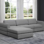 Beckham 114" Linen Textured Fabric Upholstered 4pc. Modular Sectional