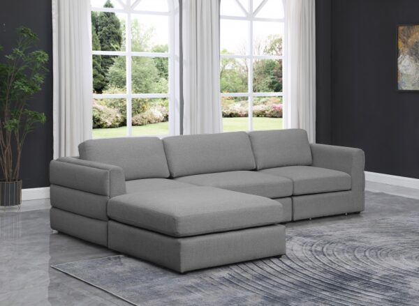 Beckham 114" Linen Textured Fabric Upholstered 4pc. Modular Sectional