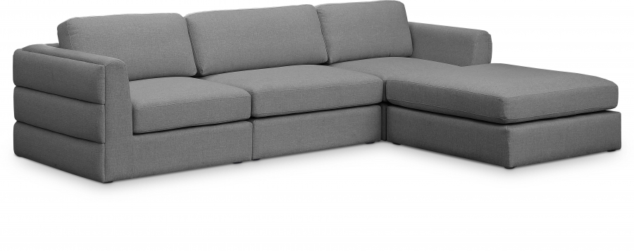Beckham 114" Linen Textured Fabric Upholstered 4pc. Modular Sectional