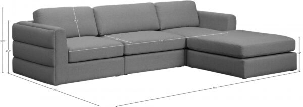 Beckham 114" Linen Textured Fabric Upholstered 4pc. Modular Sectional