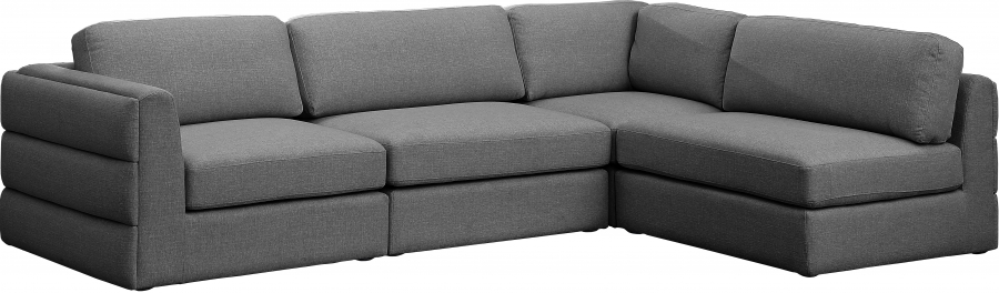 Beckham 114" Linen Textured Fabric Upholstered 4pc. Modular Sectional