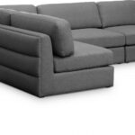 Beckham 114" Linen Textured Fabric Upholstered 4pc. Modular Sectional