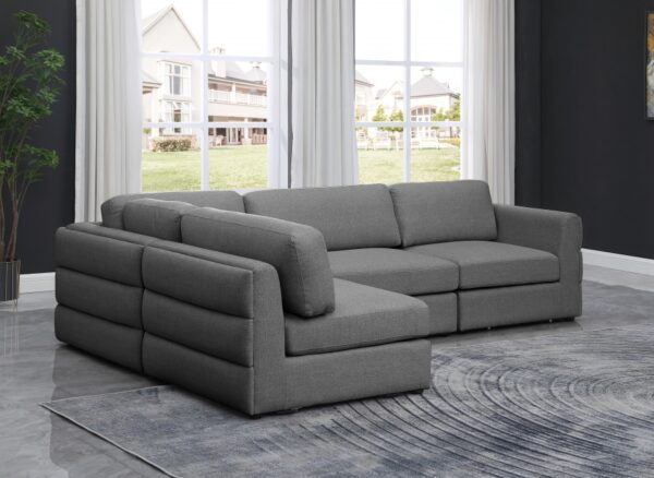 Beckham 114" Linen Textured Fabric Upholstered 4pc. Modular Sectional