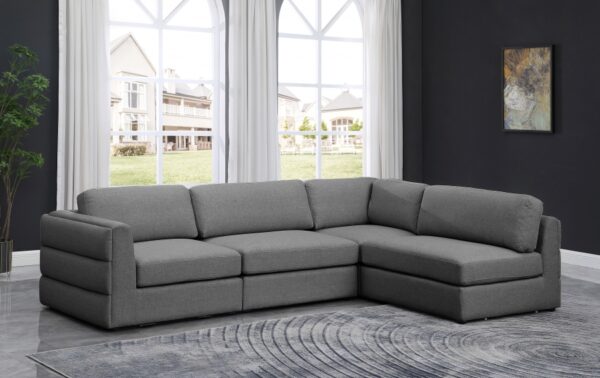 Beckham 114" Linen Textured Fabric Upholstered 4pc. Modular Sectional