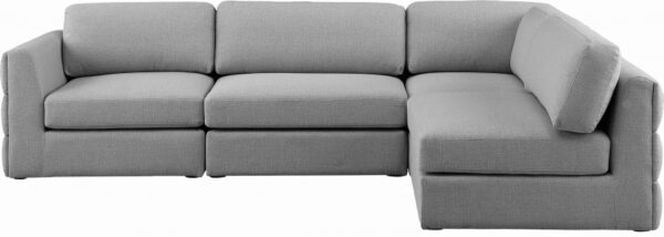 Beckham 114" Linen Textured Fabric Upholstered 4pc. Modular Sectional