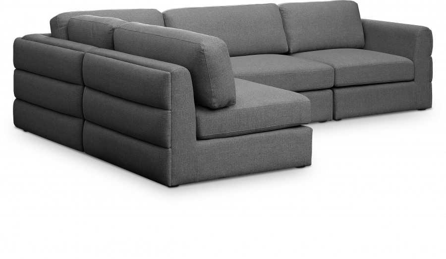 Beckham 114" Linen Textured Fabric Upholstered 4pc. Modular Sectional