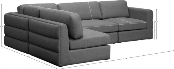 Beckham 114" Linen Textured Fabric Upholstered 4pc. Modular Sectional