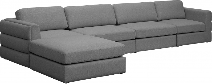 Beckham 152" Linen Textured Fabric Upholstered 5pc. Modular Sectional