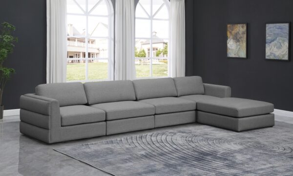 Beckham 152" Linen Textured Fabric Upholstered 5pc. Modular Sectional