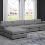 Beckham 152" Linen Textured Fabric Upholstered 5pc. Modular Sectional
