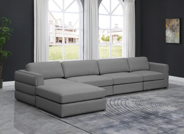 Beckham 152" Linen Textured Fabric Upholstered 5pc. Modular Sectional