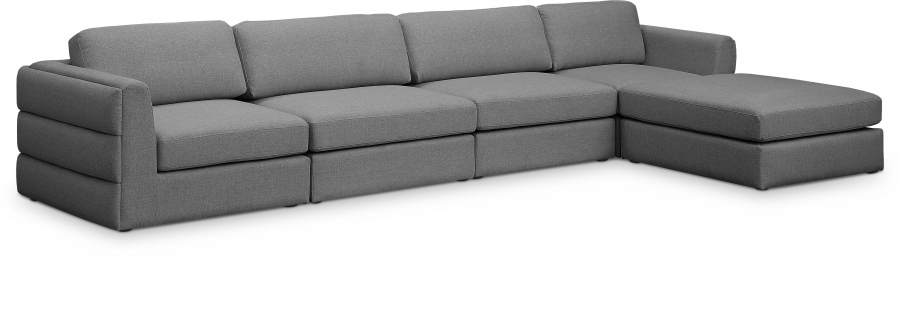 Beckham 152" Linen Textured Fabric Upholstered 5pc. Modular Sectional
