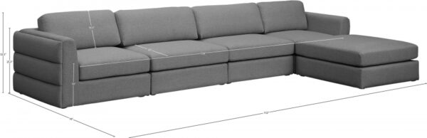 Beckham 152" Linen Textured Fabric Upholstered 5pc. Modular Sectional