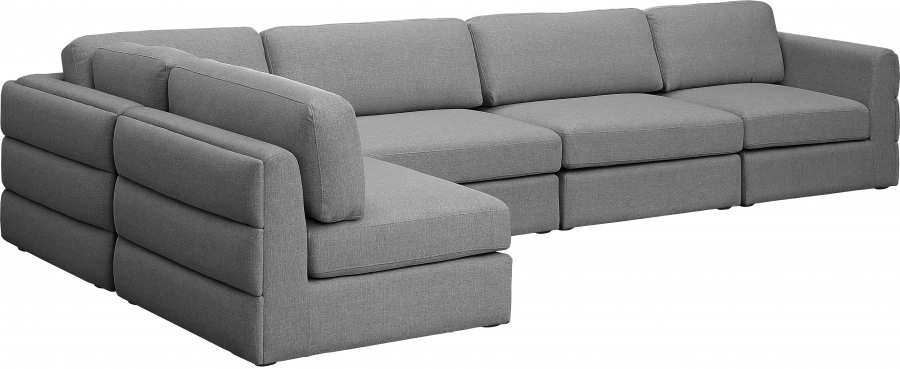 Beckham 152" Linen Textured Fabric Upholstered 5pc. Modular Sectional