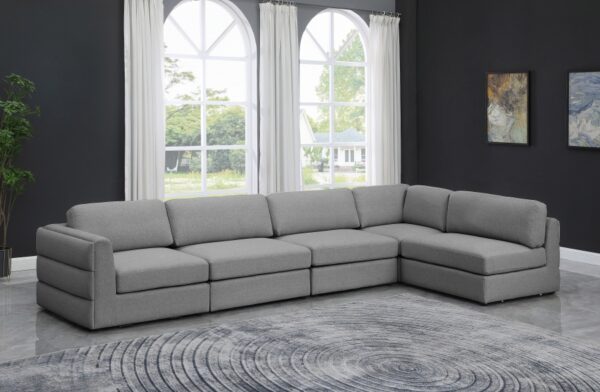 Beckham 152" Linen Textured Fabric Upholstered 5pc. Modular Sectional