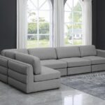 Beckham 152" Linen Textured Fabric Upholstered 5pc. Modular Sectional