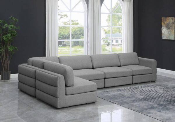 Beckham 152" Linen Textured Fabric Upholstered 5pc. Modular Sectional