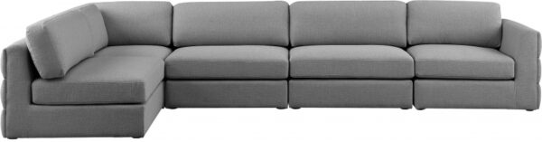 Beckham 152" Linen Textured Fabric Upholstered 5pc. Modular Sectional