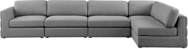 Beckham 152" Linen Textured Fabric Upholstered 5pc. Modular Sectional