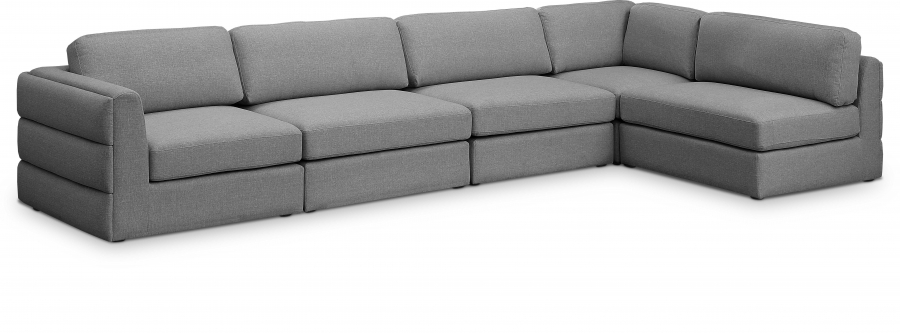 Beckham 152" Linen Textured Fabric Upholstered 5pc. Modular Sectional
