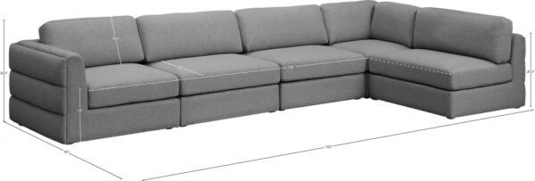 Beckham 152" Linen Textured Fabric Upholstered 5pc. Modular Sectional