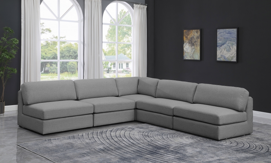 Beckham 114" Linen Textured Fabric Upholstered 5pc. Modular Sectional
