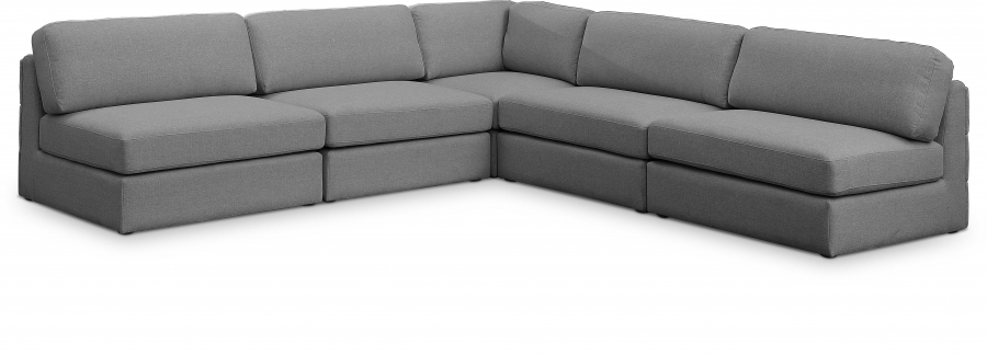 Beckham 114" Linen Textured Fabric Upholstered 5pc. Modular Sectional