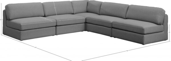 Beckham 114" Linen Textured Fabric Upholstered 5pc. Modular Sectional