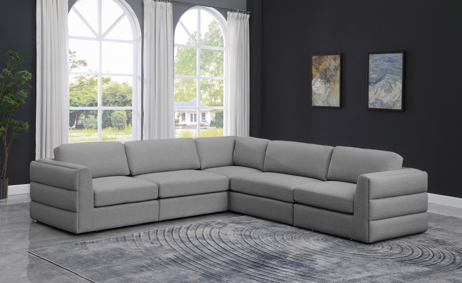 Beckham 114" Linen Textured Fabric Upholstered 5pc. Modular Sectional