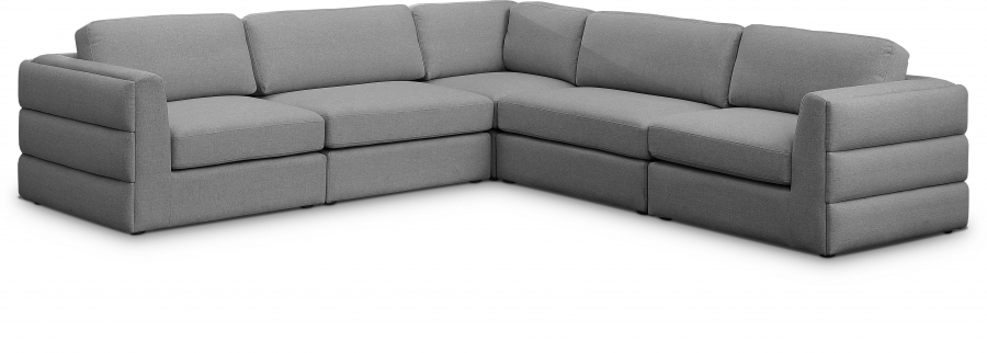 Beckham 114" Linen Textured Fabric Upholstered 5pc. Modular Sectional
