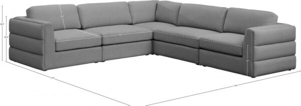 Beckham 114" Linen Textured Fabric Upholstered 5pc. Modular Sectional