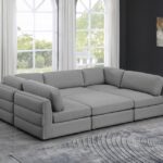 Beckham 114" Linen Textured Fabric Upholstered 6pc. Modular Sectional