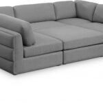 Beckham 114" Linen Textured Fabric Upholstered 6pc. Modular Sectional