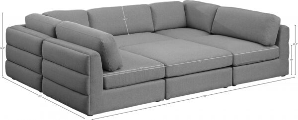 Beckham 114" Linen Textured Fabric Upholstered 6pc. Modular Sectional