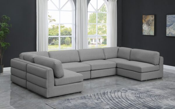 Beckham 152" Linen Textured Fabric Upholstered 6pc. Modular Sectional