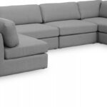 Beckham 152" Linen Textured Fabric Upholstered 6pc. Modular Sectional