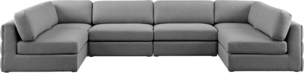 Beckham 152" Linen Textured Fabric Upholstered 6pc. Modular Sectional