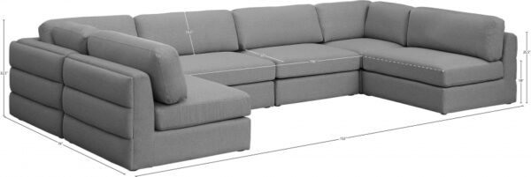 Beckham 152" Linen Textured Fabric Upholstered 6pc. Modular Sectional