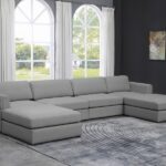 Beckham 152" Linen Textured Fabric Upholstered 6pc. Modular Sectional