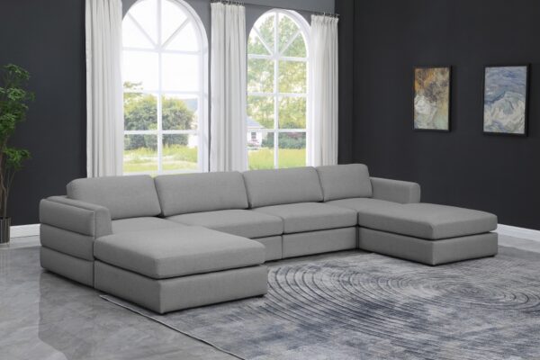 Beckham 152" Linen Textured Fabric Upholstered 6pc. Modular Sectional