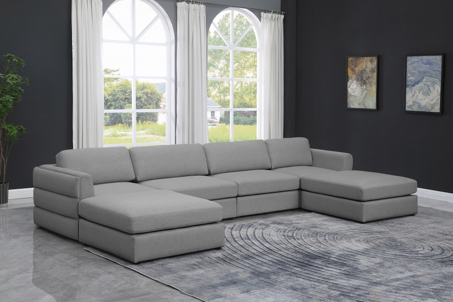 Beckham 152" Linen Textured Fabric Upholstered 6pc. Modular Sectional