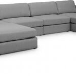 Beckham 152" Linen Textured Fabric Upholstered 6pc. Modular Sectional