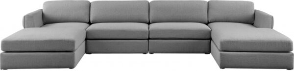 Beckham 152" Linen Textured Fabric Upholstered 6pc. Modular Sectional