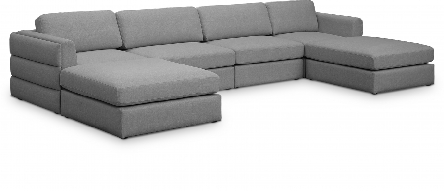 Beckham 152" Linen Textured Fabric Upholstered 6pc. Modular Sectional
